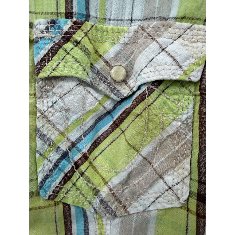 True Religion Women's Plaid Collared Cotton Snap Button Shirt Size Large - Picture 5 of 10